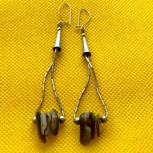 Hand made Boho sterling MOP dangle earrings